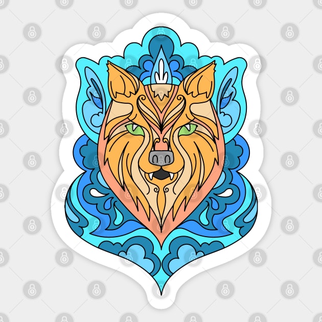 Wolf Mandala Spirit Animal Sticker by Mey Designs